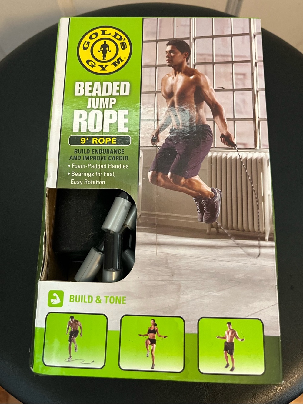 New Gold's Gym Beaded Jump Rope - Black/Grey